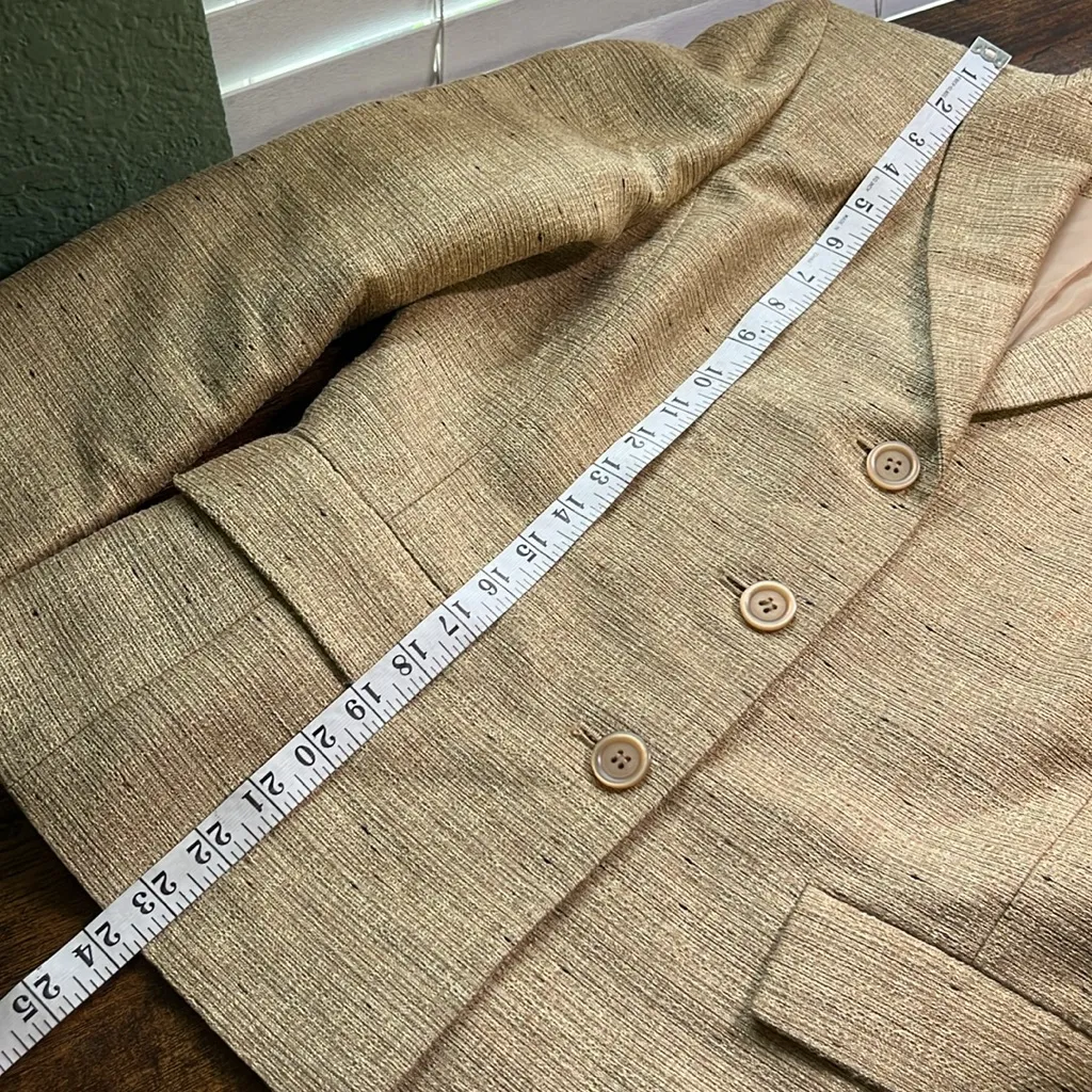 Vintage Gold Blazer Tailored Professional Style Suit Jacket Dress Jacket Le Suit Size 8 - Image 9