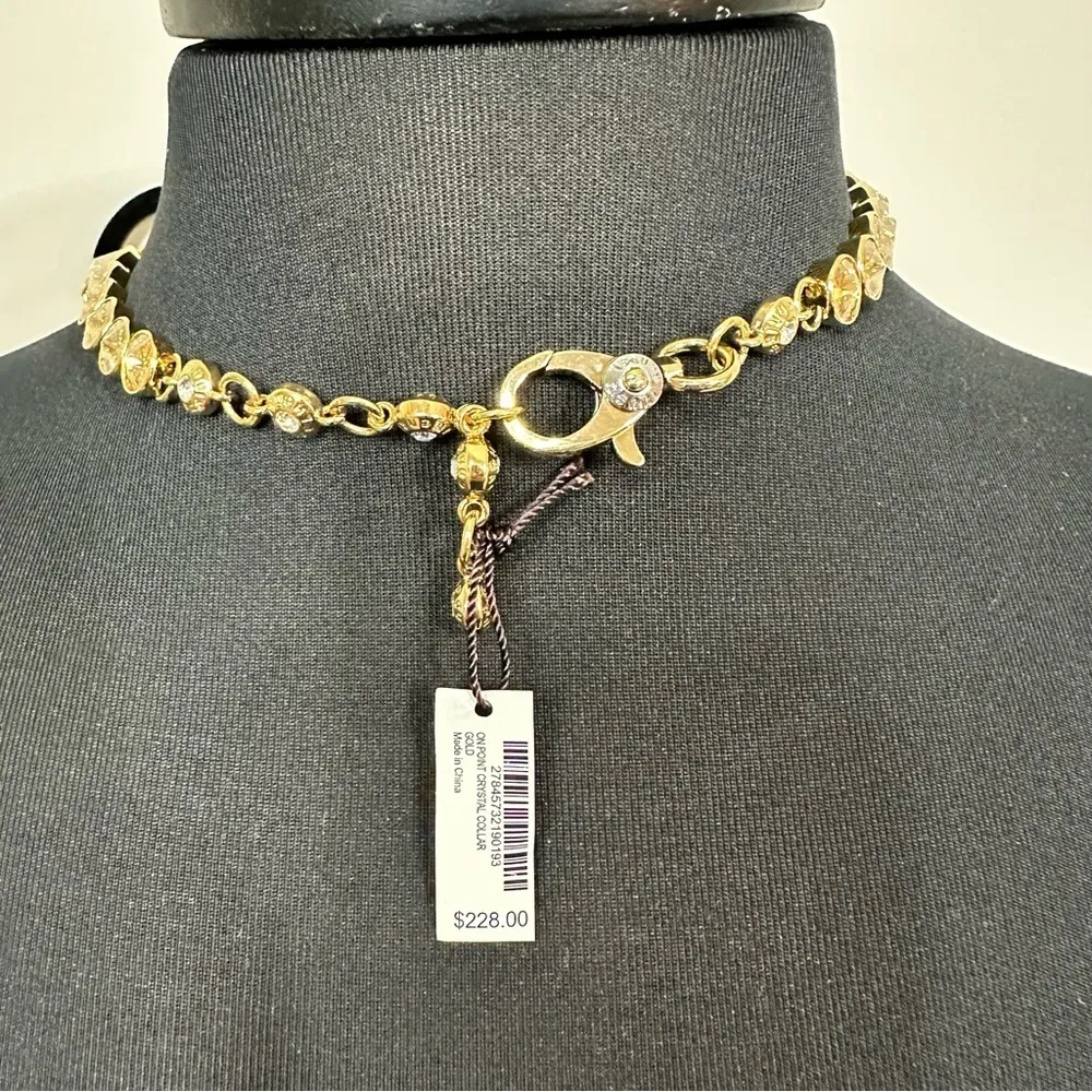 NWT RARE Henri Bendel On Point Swarovski Gold Crystal Collar Necklace - Image 4