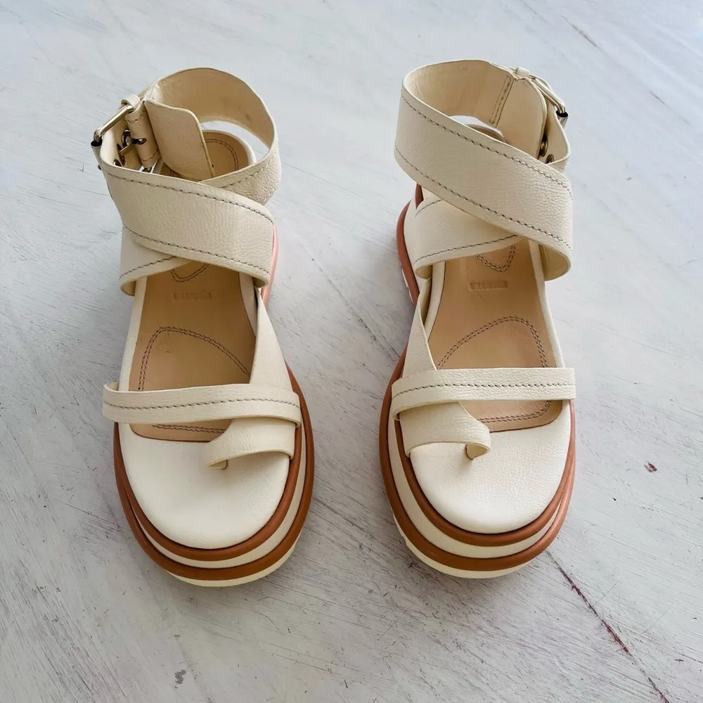 Anthropologie Elvio Zanon Sport Sandals in Cream Size 36 NWOT $170 - Image 3