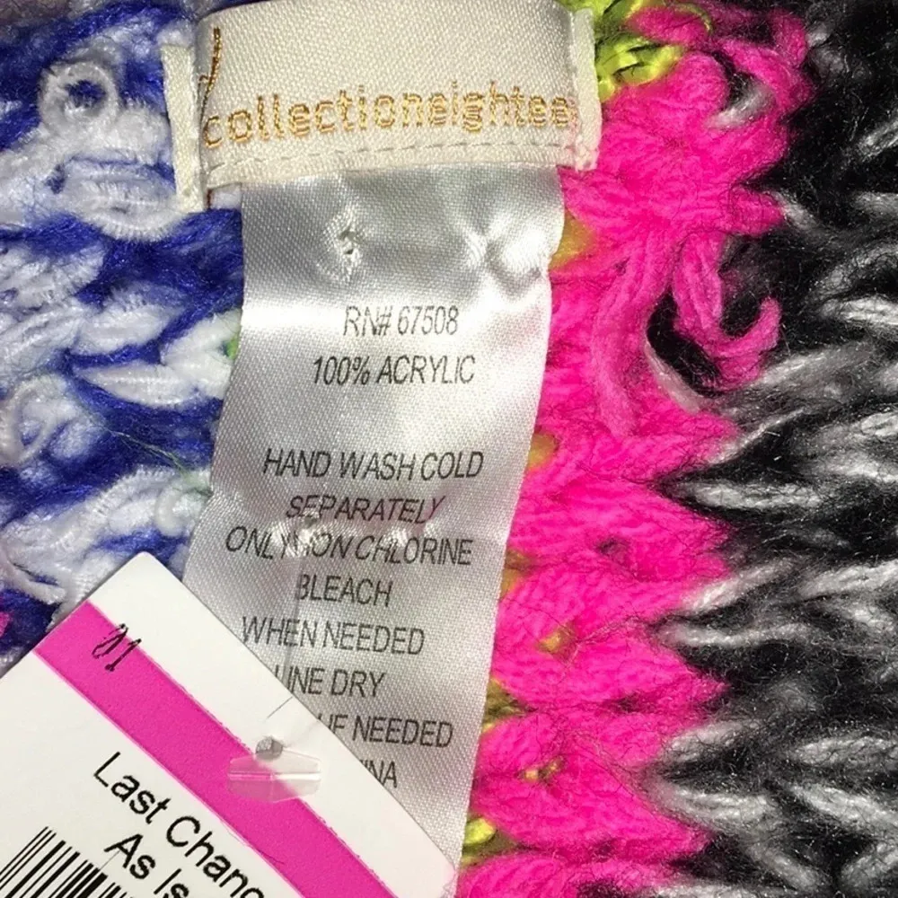 Collection 18 Fringe Multicolor Stripe Fuzzy Scarf - Image 5