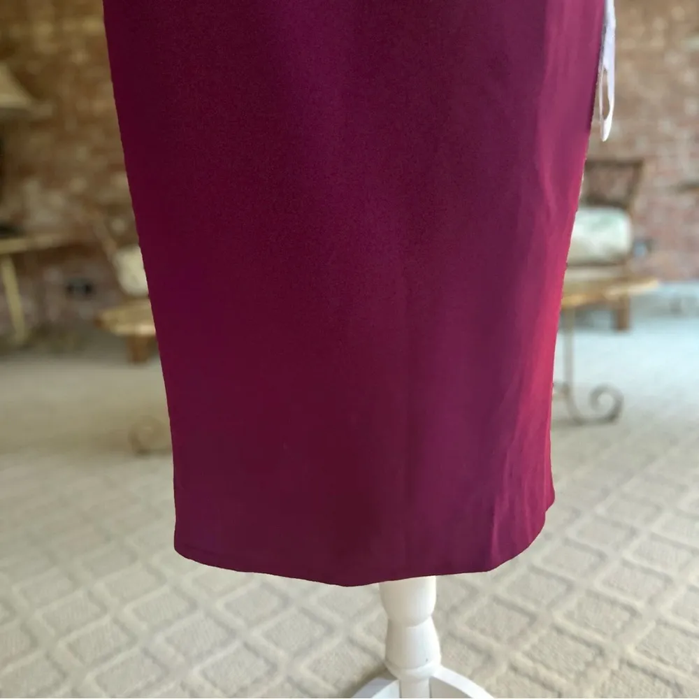 NWT Dress The Population Tiffany Dress Midi Magenta One Shoulder Bow M Cocktail - Image 6