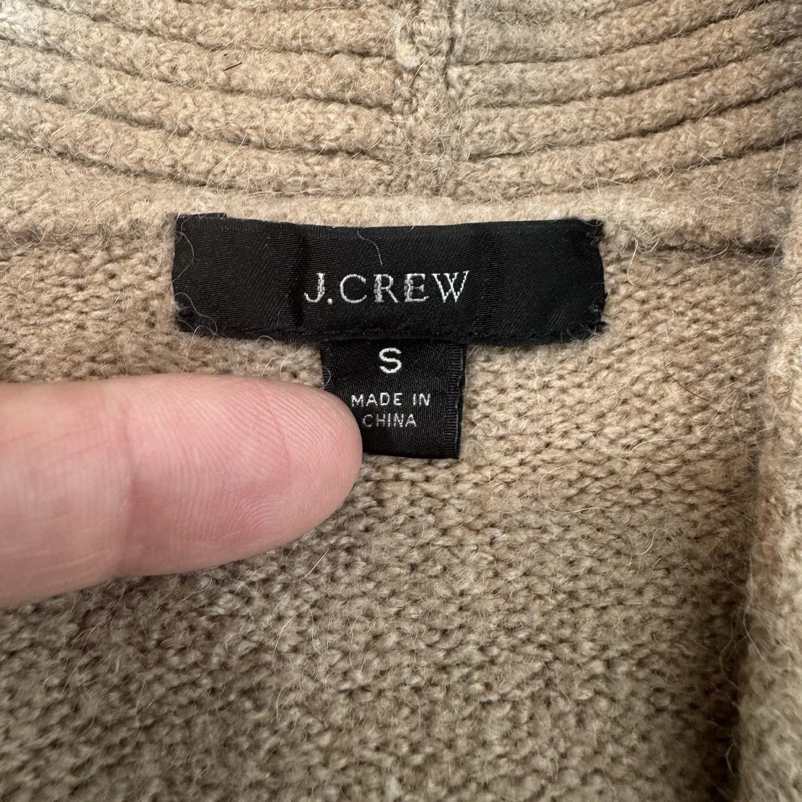 J. Crew Oversized Cardigan Sweater Size S Tan Brown Merino Wool Alpaca Boxy Fit - Image 3