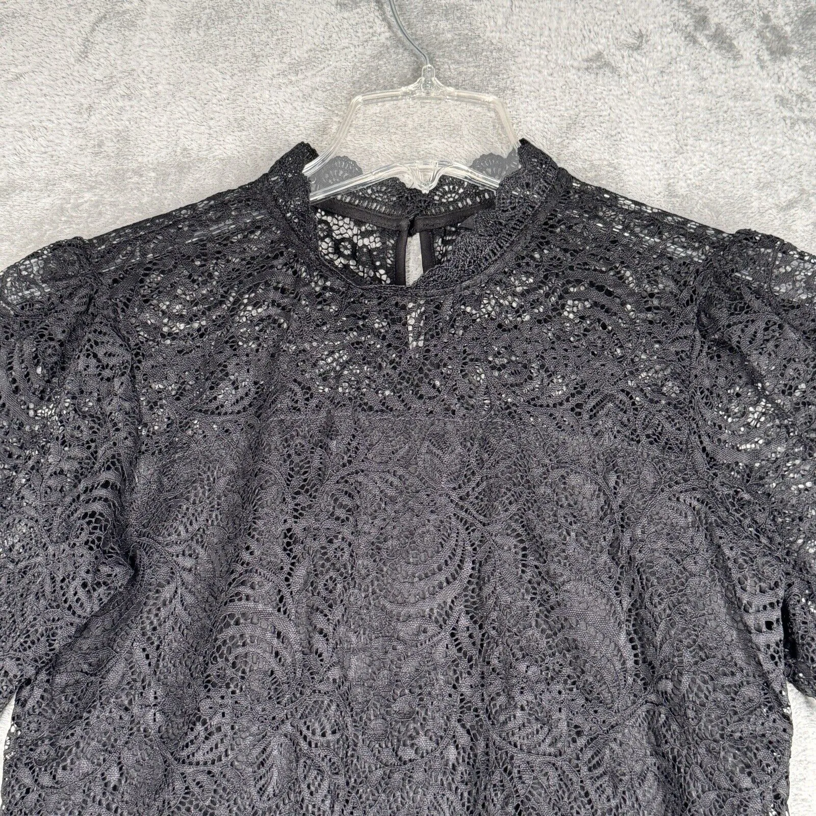 Adiva Shirt Womens Medium Black Lace Blouse Neutral Feminine Gothic Witchy Fairy - Image 4