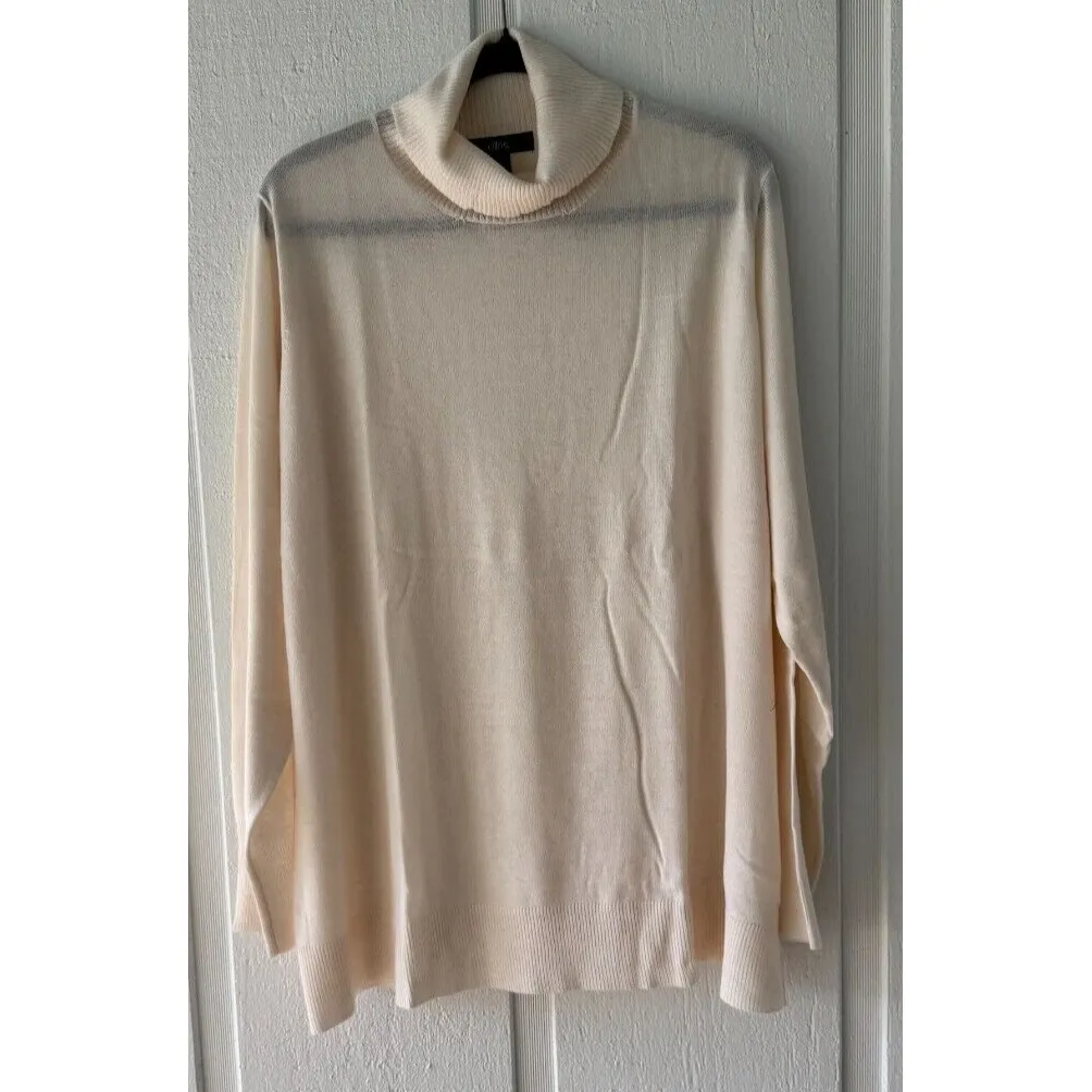 Ellos Turtleneck Sweater Knit Pullover Long Sleeve‎ Beige 2X Tan Size XXL - Image 2