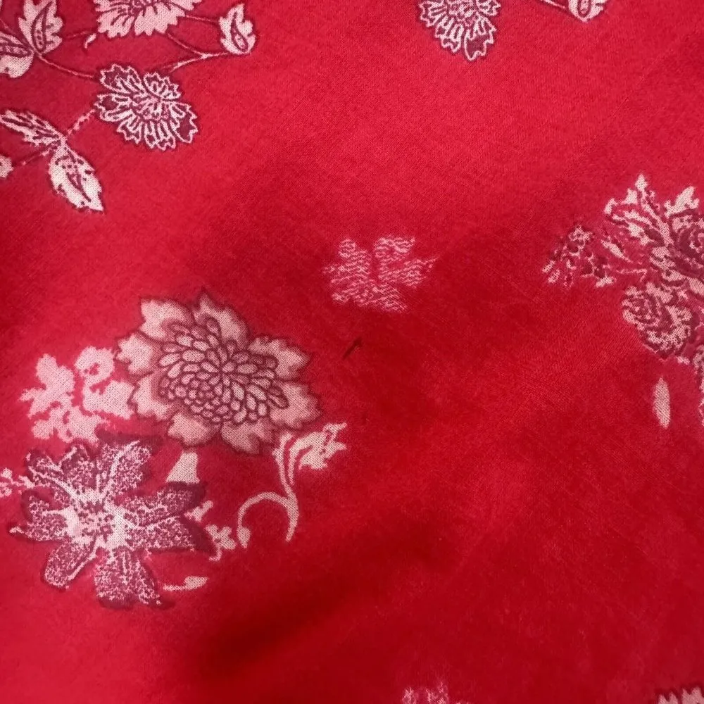 Universal Threads Blouse Womens Long Sleeve Printed Woven Red Floral Top Medium - Image 6