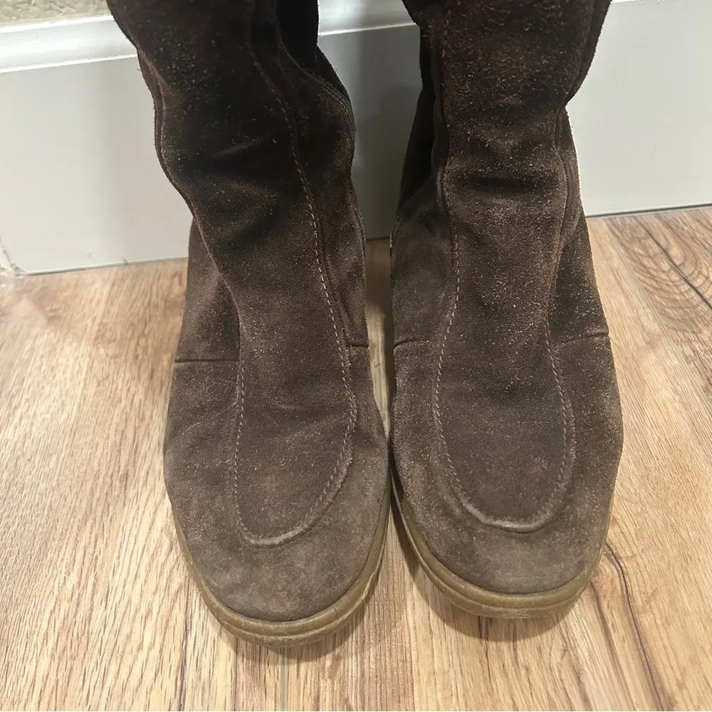 MORLANDS ENGLAND REAL SHEEPSKIN BOOTS KNEE HIGH SIDE ZIP SHEARLING Brown US 6.5 - Image 9