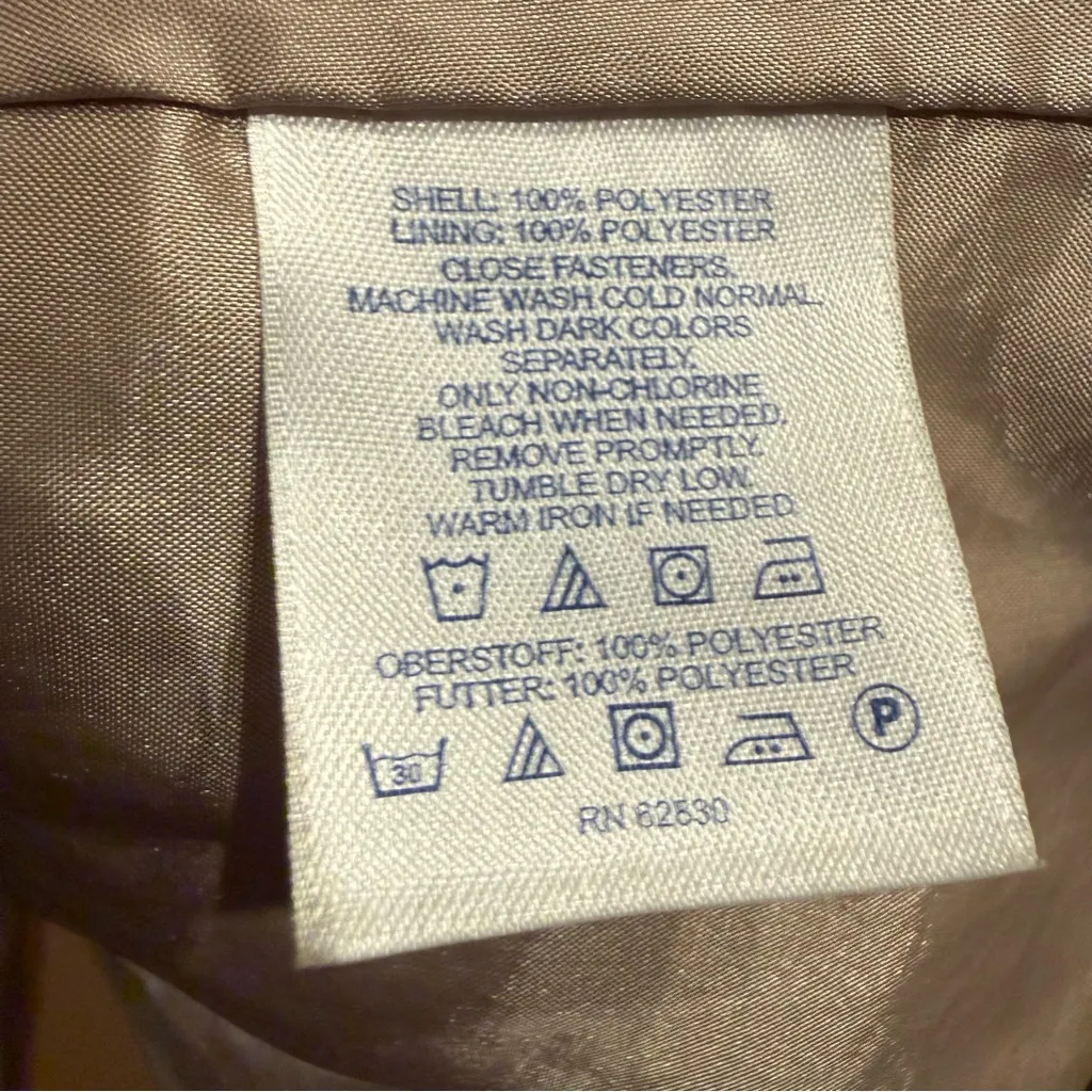 Lands End Women's Tan Trench Coat w/ Detachable Hood Lined Size Medium - Image 6