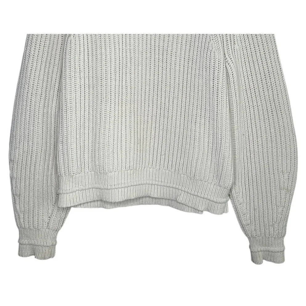 J.Crew  Chunky Ribbed Crewneck Long Sleeve Pullover Sweater Stretch M Cream - Image 4