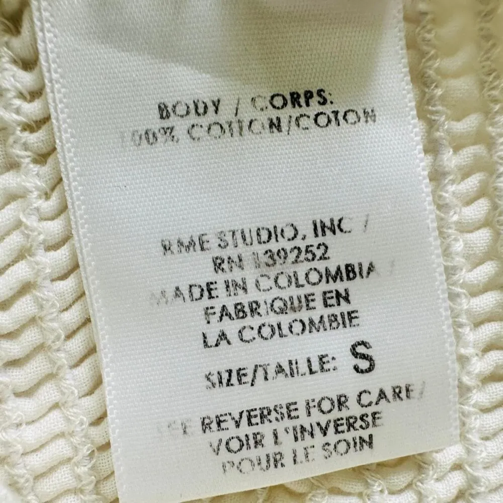 Peixoto Size S Cream Puff Sleeve Crop Top Eyelet Cotton Beach Summer Festival - Image 5