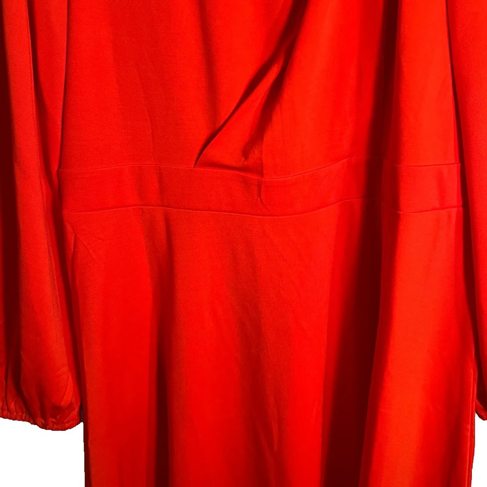 BTFBM Womens Red Dress Size XL Midi Long Sleeve Cinch Waist Back Zip Stretch NWT - Image 5