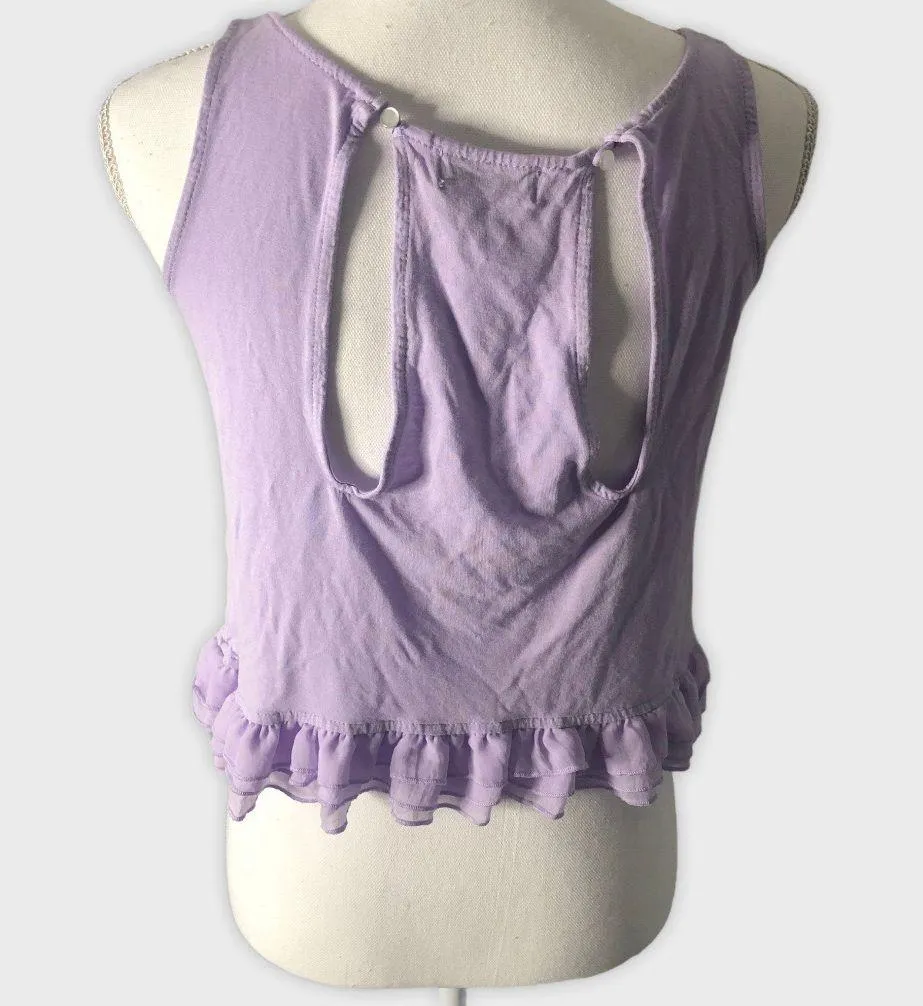 Lilac Frilly Crop Top Purple Size XS - Image 2