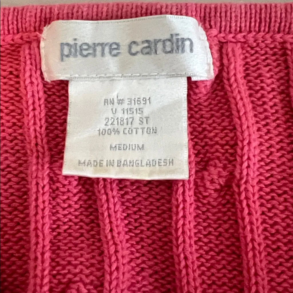 Pierre Cardin Cotton Cableknit Cardigan Pink Size Medium - Image 5