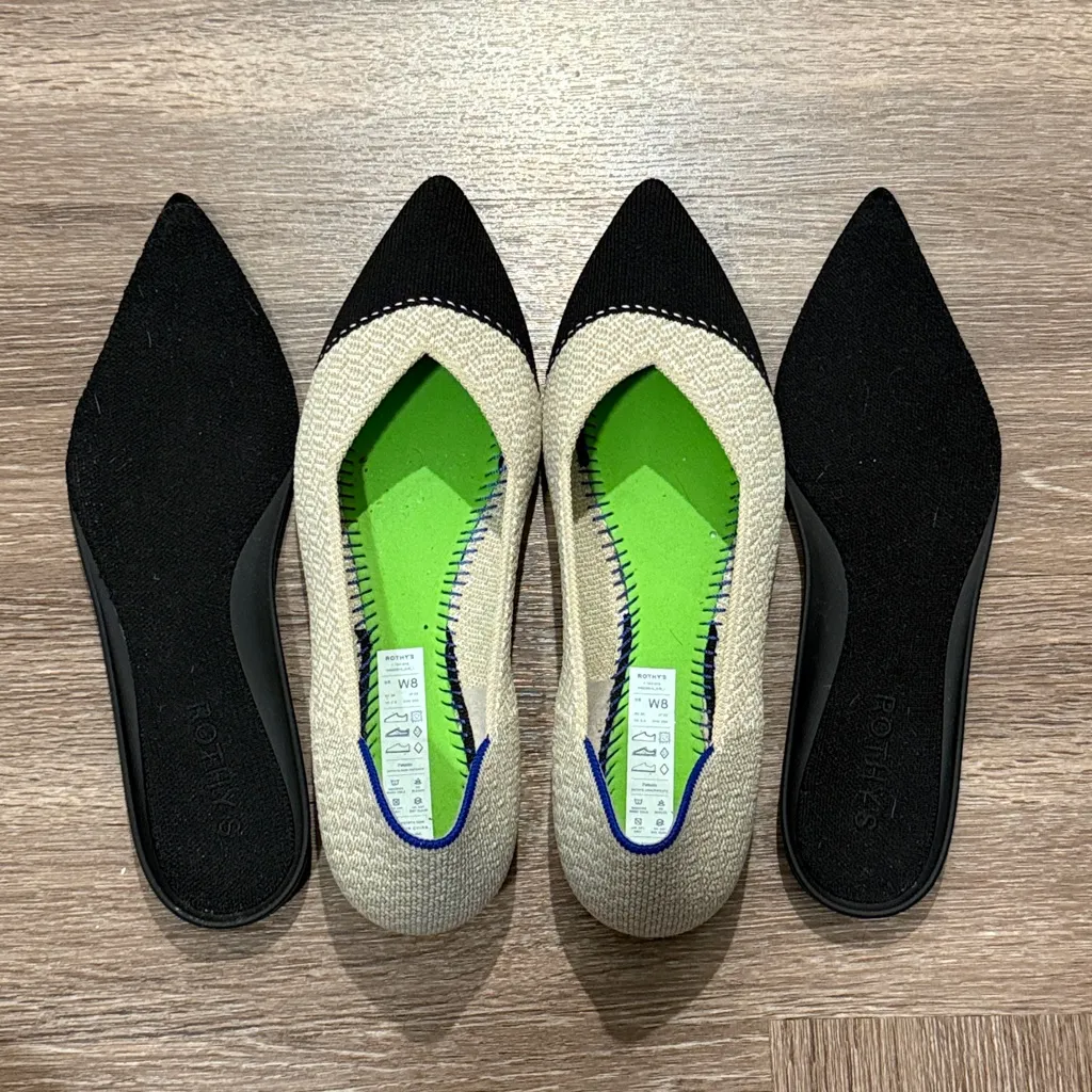 Rothy's The Point I| flats in Cream Herringbone - Image 5