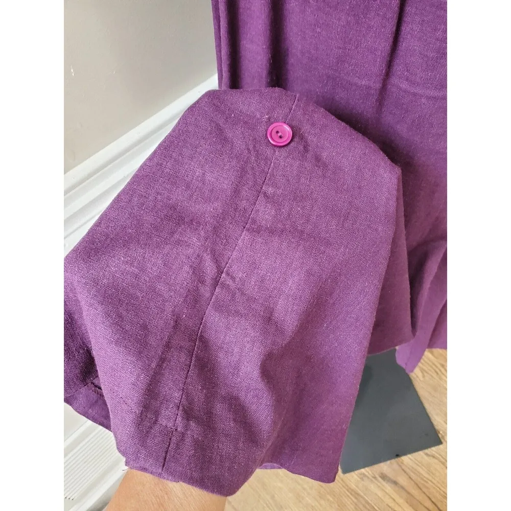 Fashion Love Women's Purple Solid Cotton Square Neck Sleeveless Jumpsuit Size S - Image 5