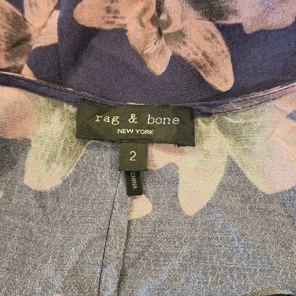 RAG & BONE Violet Floral Faux Wrap Odette Midi Dress Size 2 purple - Image 7