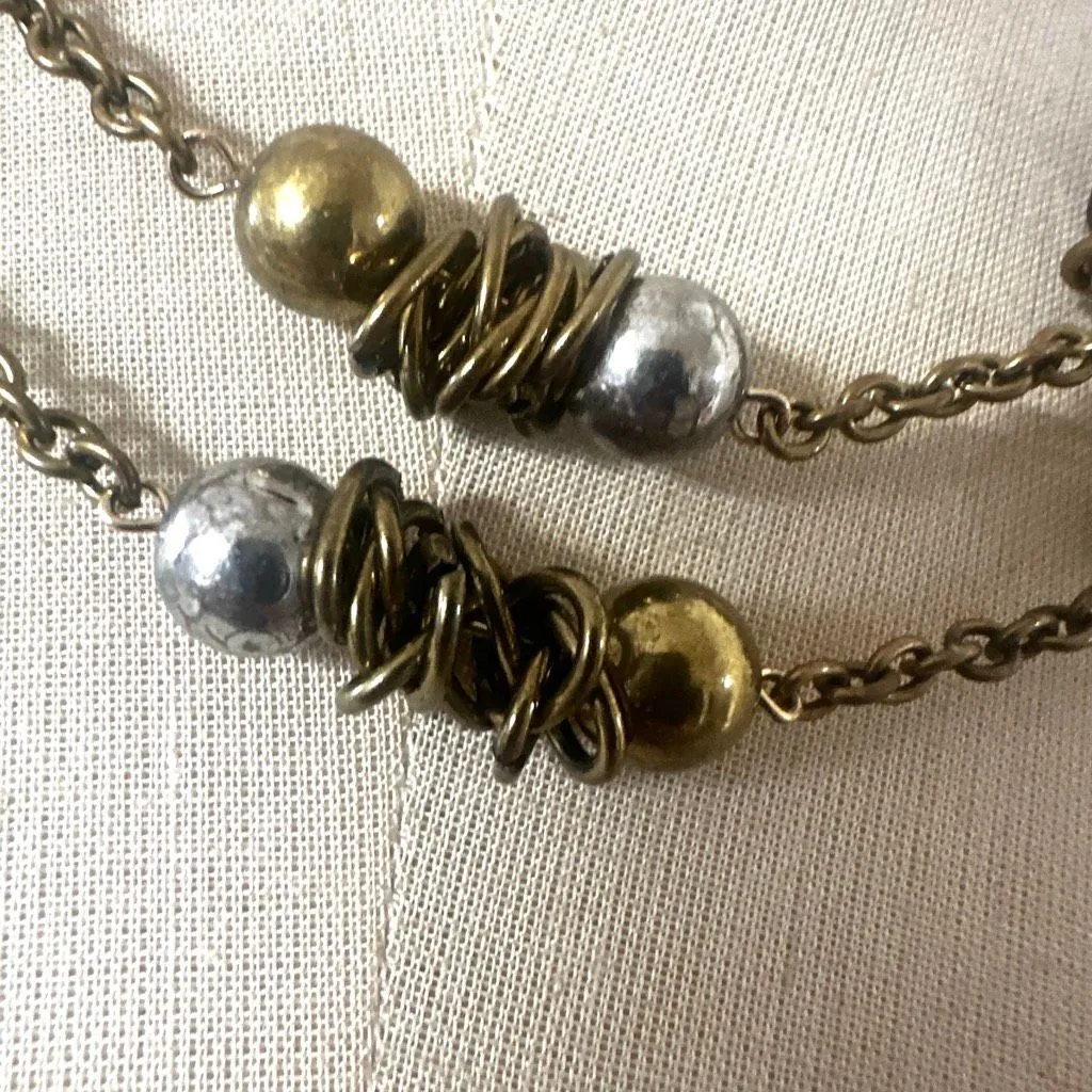 Mixed Metal Beaded Long Chain Necklace - Image 4
