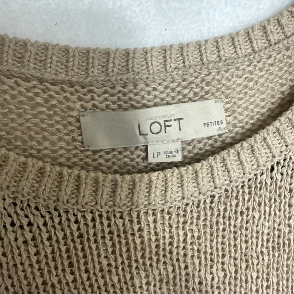 LOFT Tan Crew Neck Sweater Cozy Knit - Image 3