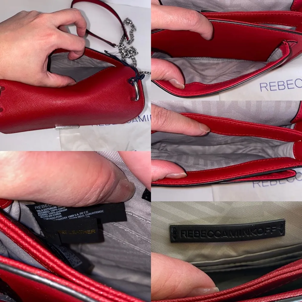 Rebecca Minkoff SM CHRISTY LEATHER SHOULDER BAG - RED IN SCARLET new w/ tag - Image 8