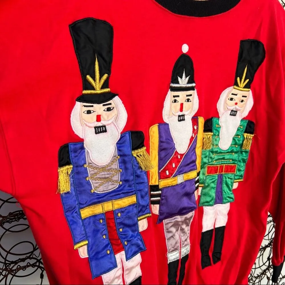 Vintage 90s Marisa Christina holiday Christmas nutcrackers sweatshirt Red Size M - Image 2