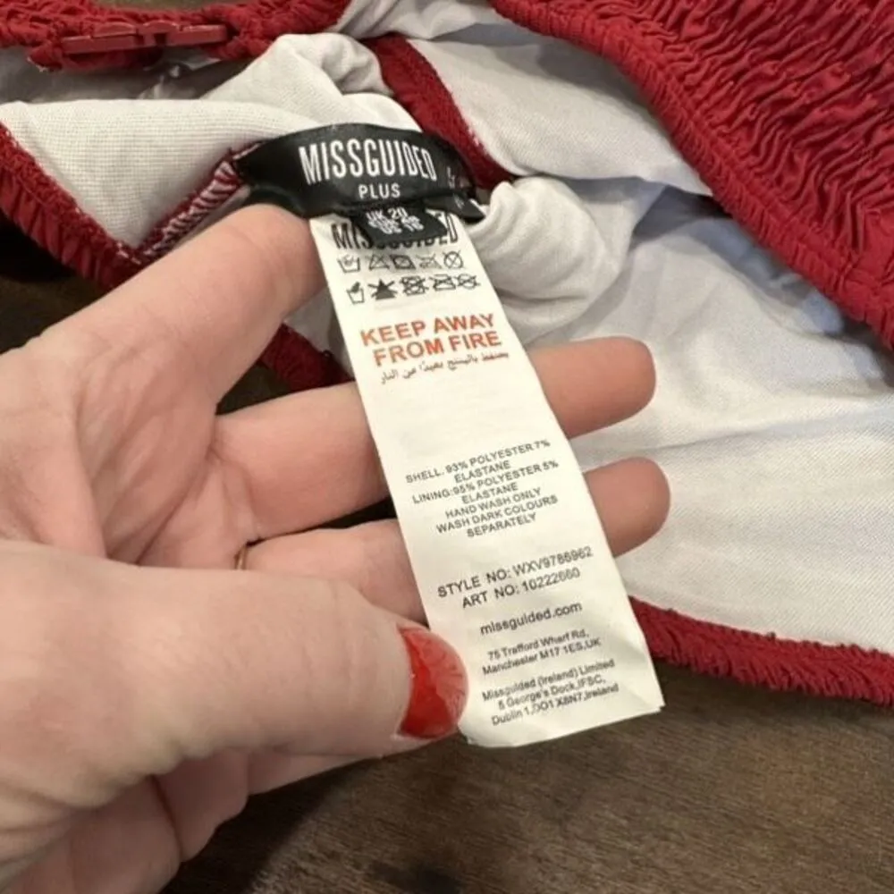 NWT Missguided Plus crinkle‎ bikini in rust Red Size 16 XL - Image 9