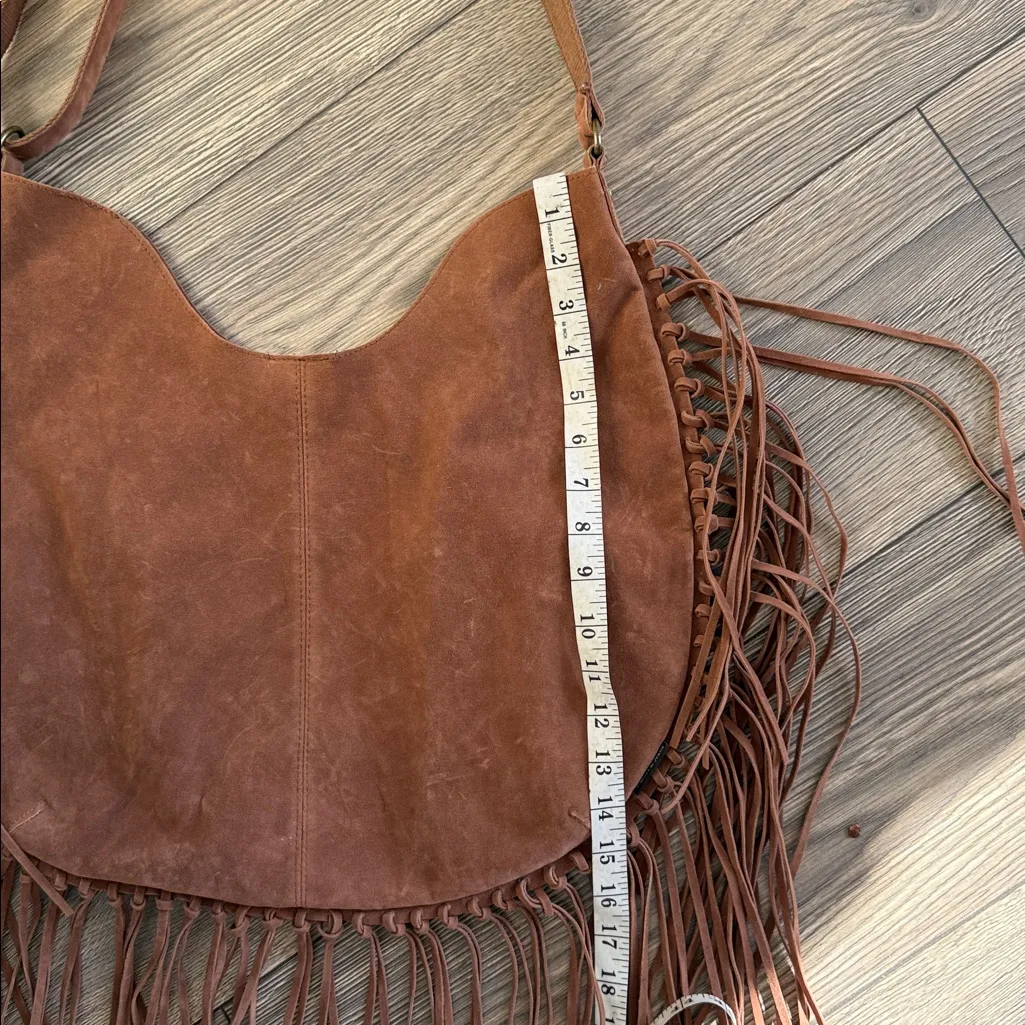 Fringe Brown Suede Shoulder Bag boho style - Image 7