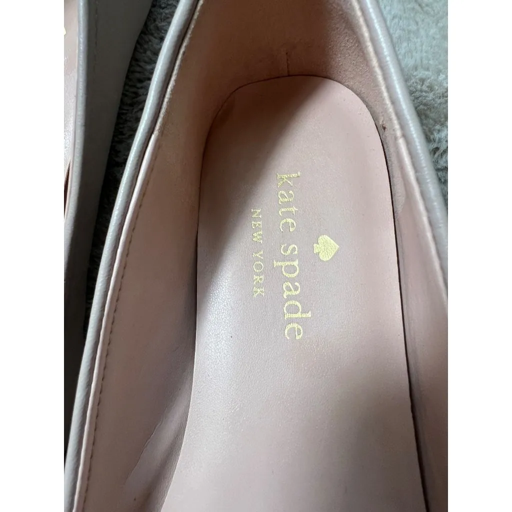 Kate Spade New York Pink Leather Ballet Flats With Bow & Spade Charm Womens Shoe - Image 4