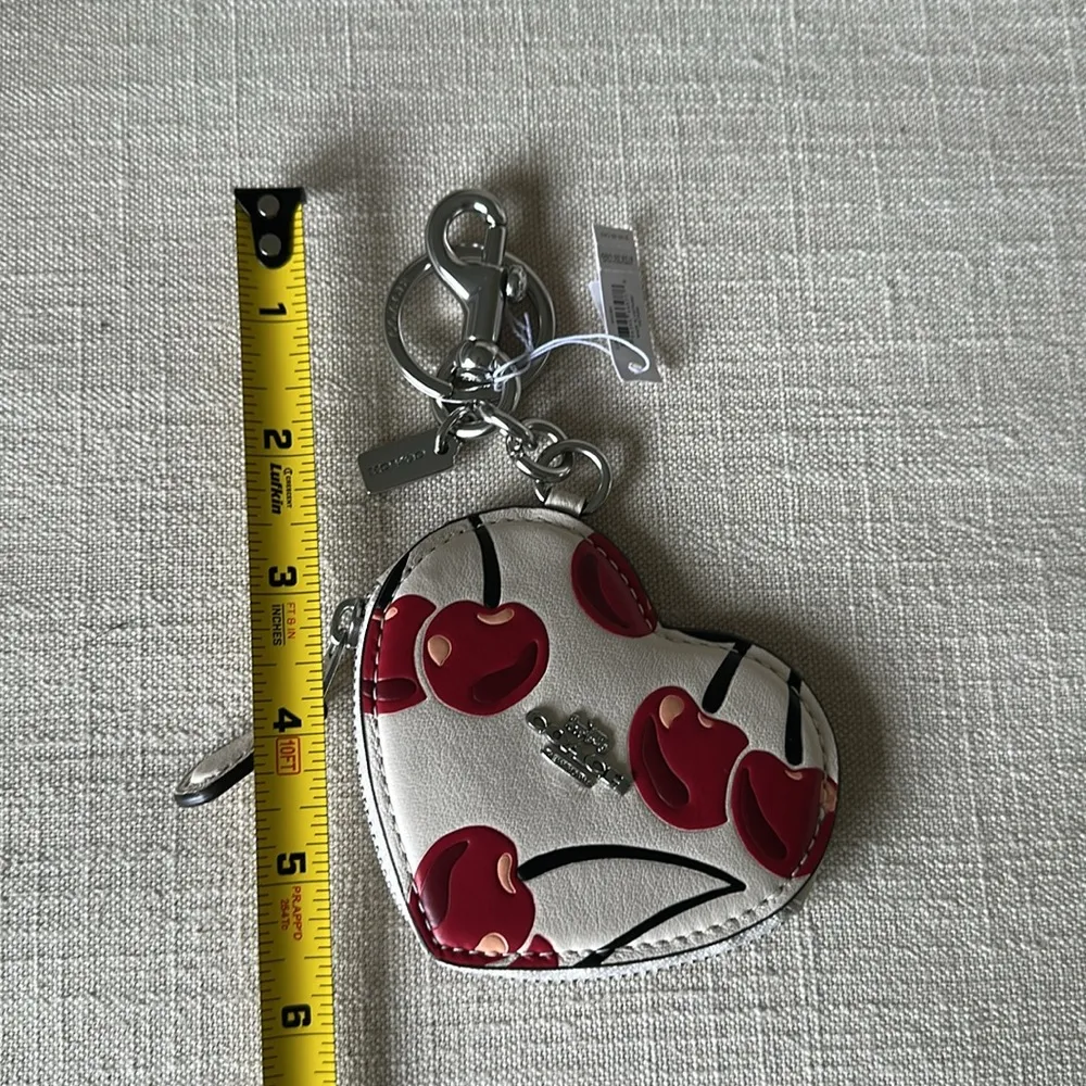 Coach Heart Coin Pouch Bag Charm With Cherry Print New NWT - Image 6
