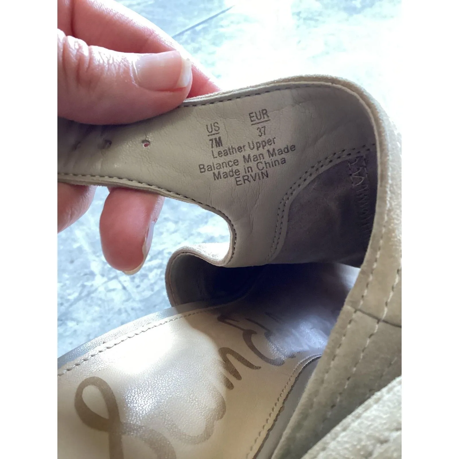 Sam Edelman Shoes Womens Size 7 Beige Ervin Peep Toe Slingback Block Heel EU 37 - Image 4