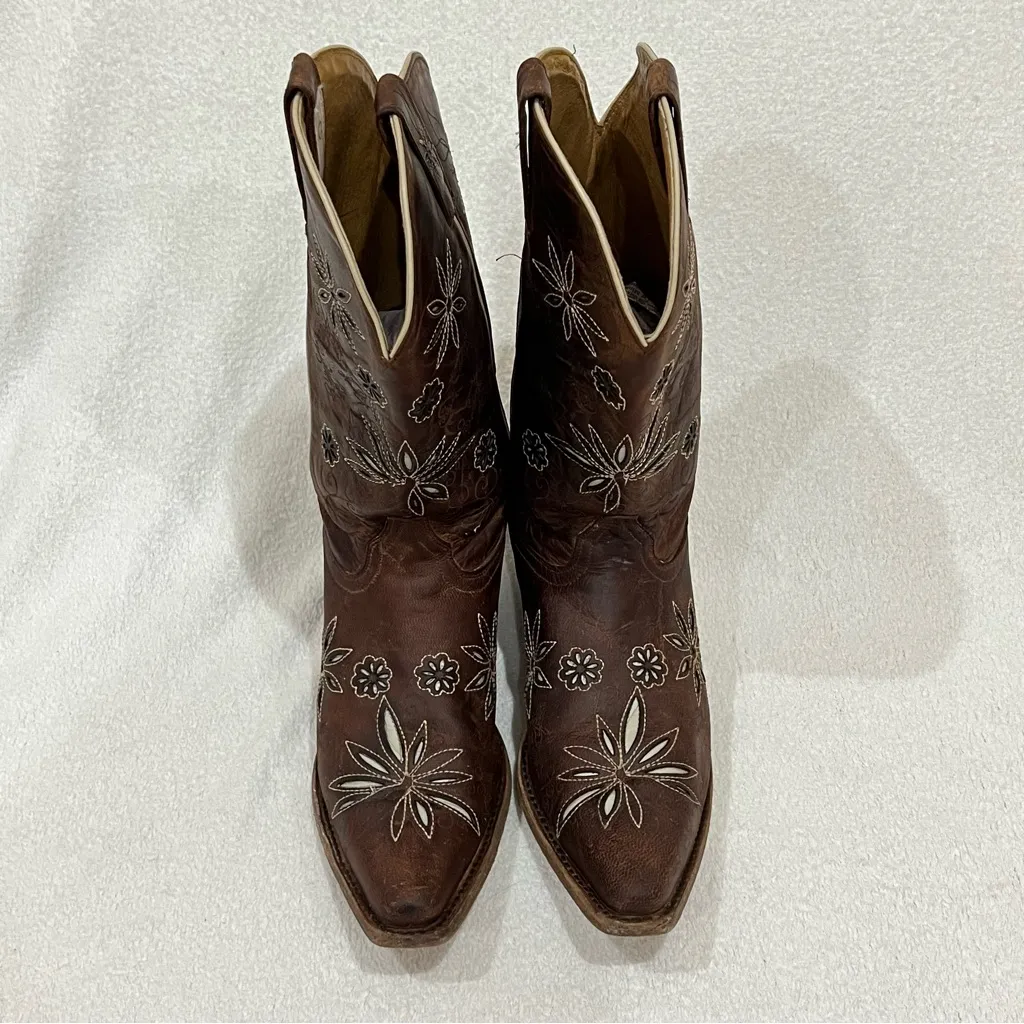 Shyanne Daisy Mae Floral Cut Out Western Cowboy Leather Boots Size 10 - Image 3