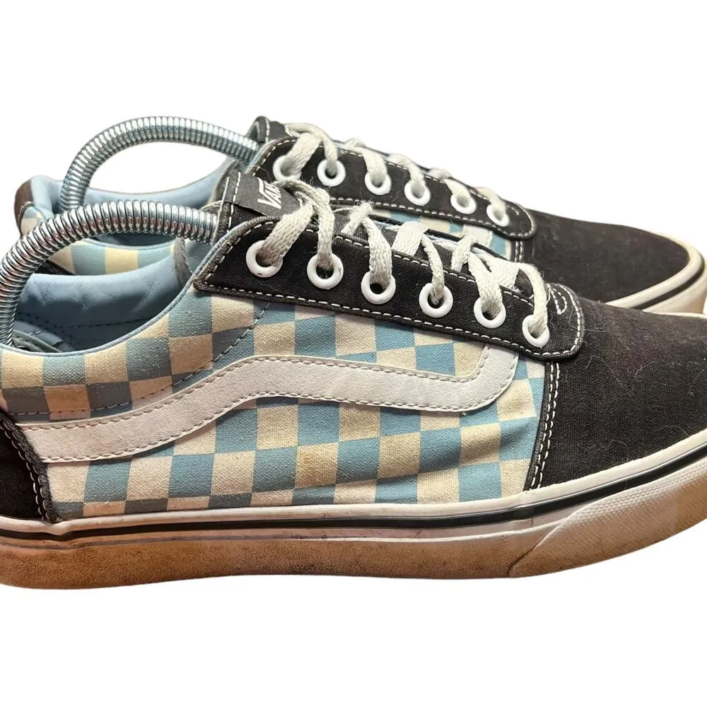 Vans Authentic Old Skool Baby Blue/True White Checkerboard Sneakers - Women's 10 - Image 8