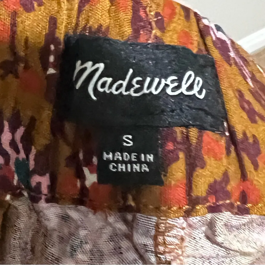 Madewell Drapey Pull On Shorts Warm Paisley Brown Small - Image 5