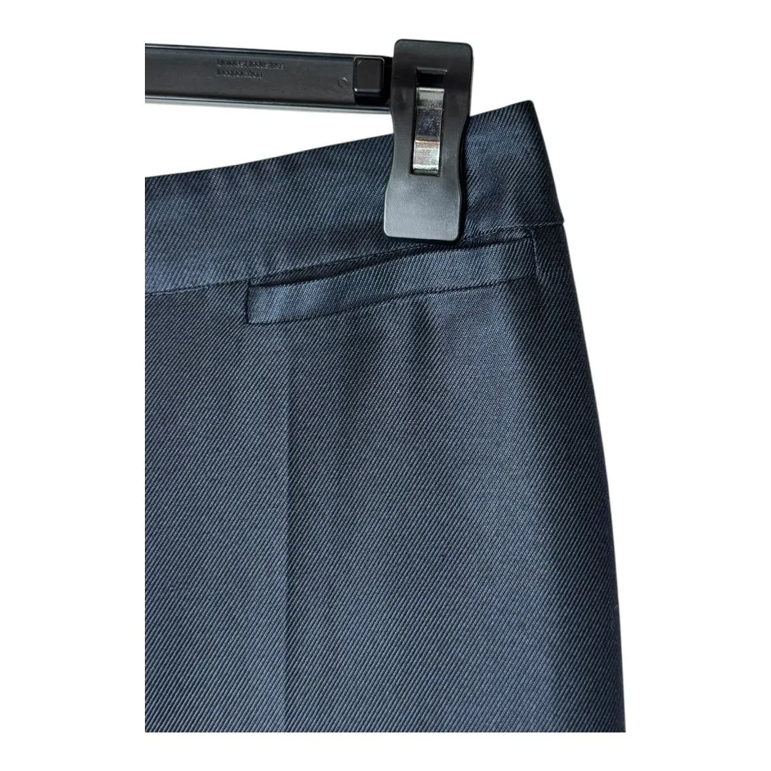 Oscar de la Renta Pants Women 8 Navy Blue Silk Blend Luxury Career Trousers‎ - Image 4