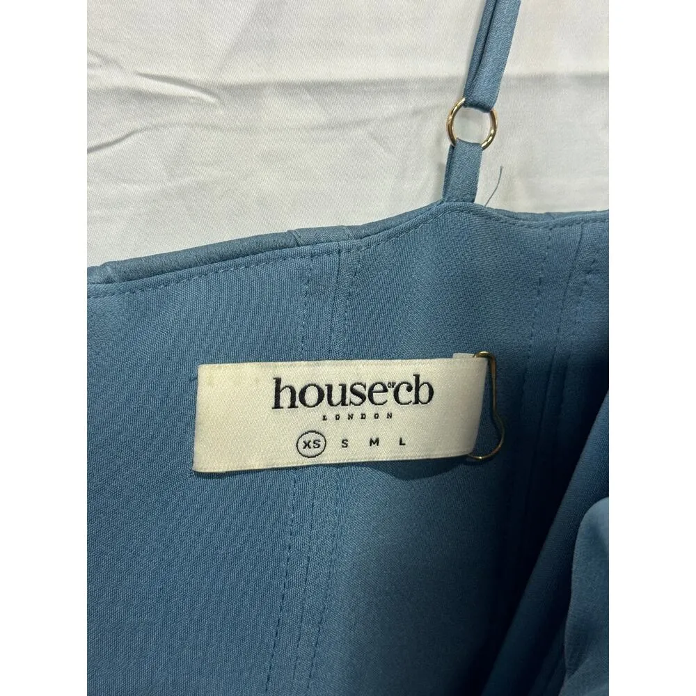 House of CB Myrna Cowl Neck Corset Bodycon Midi Dress Aegean Blue Womens Size XS - Image 3