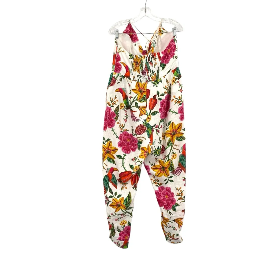 Farm Rio Toucans Garden Linen Halter Jumpsuit Size XL - Image 7