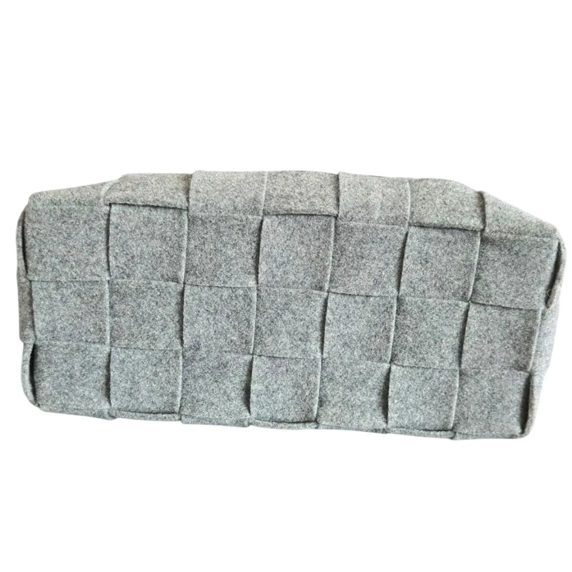 Alma Tonutti Gray Zipper Woven Felt Tote Hand Bag - Image 4