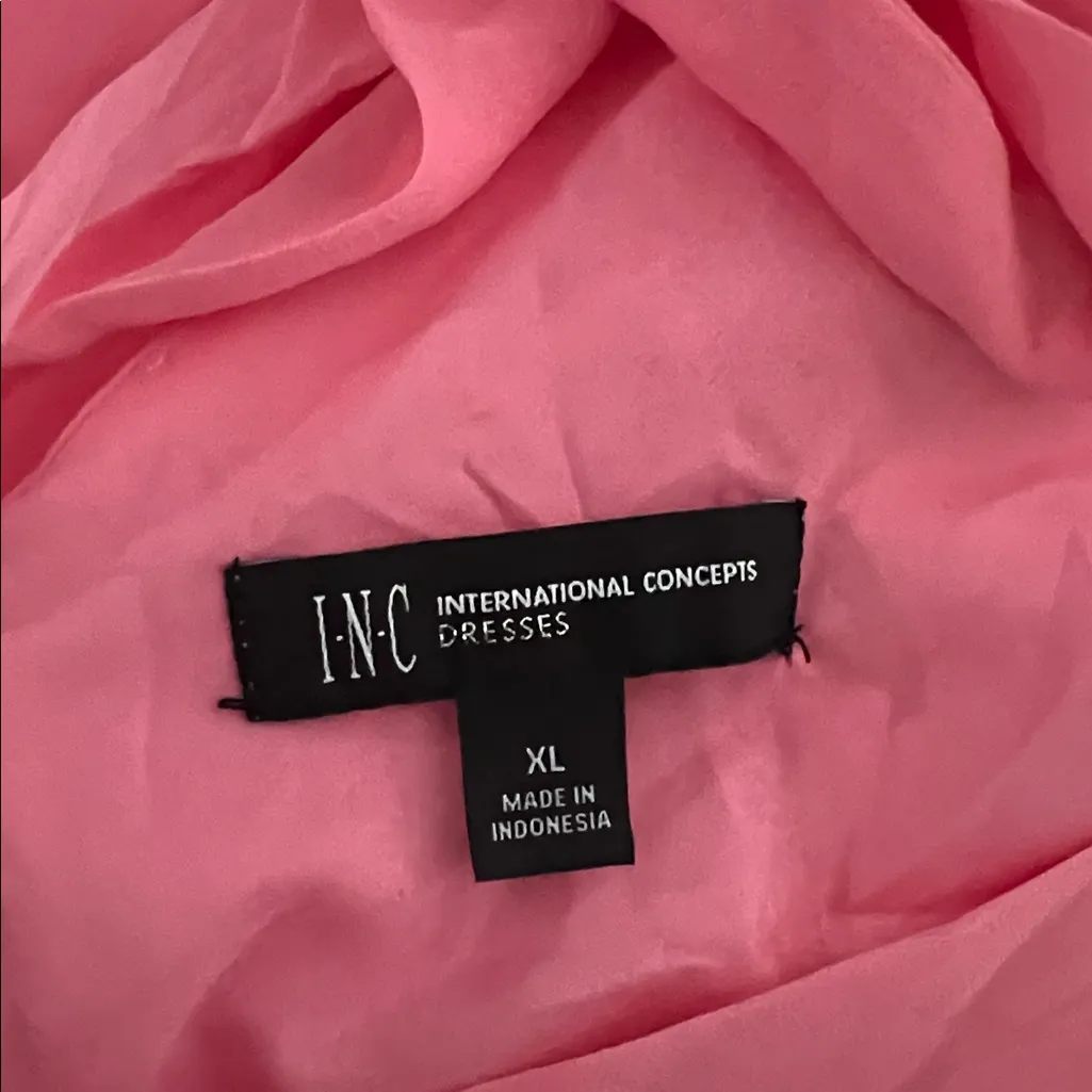 INC International Concepts Chiffon Short Shift Dress w/Long Sleeve, Size 1X, NEW Pink - Image 6
