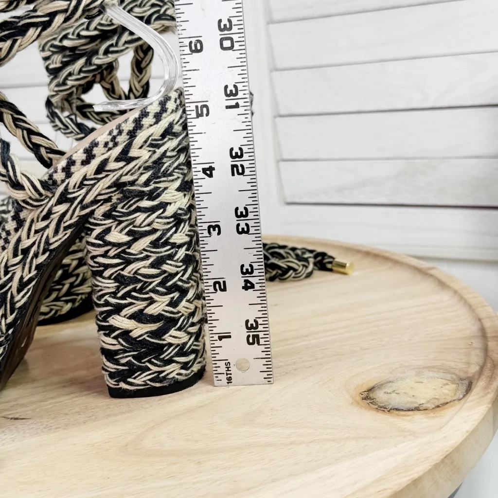 INC International Concepts Cambri Braided Ankle Wrap Block Heel Sandal Tan Black Size 6.5 - Image 11