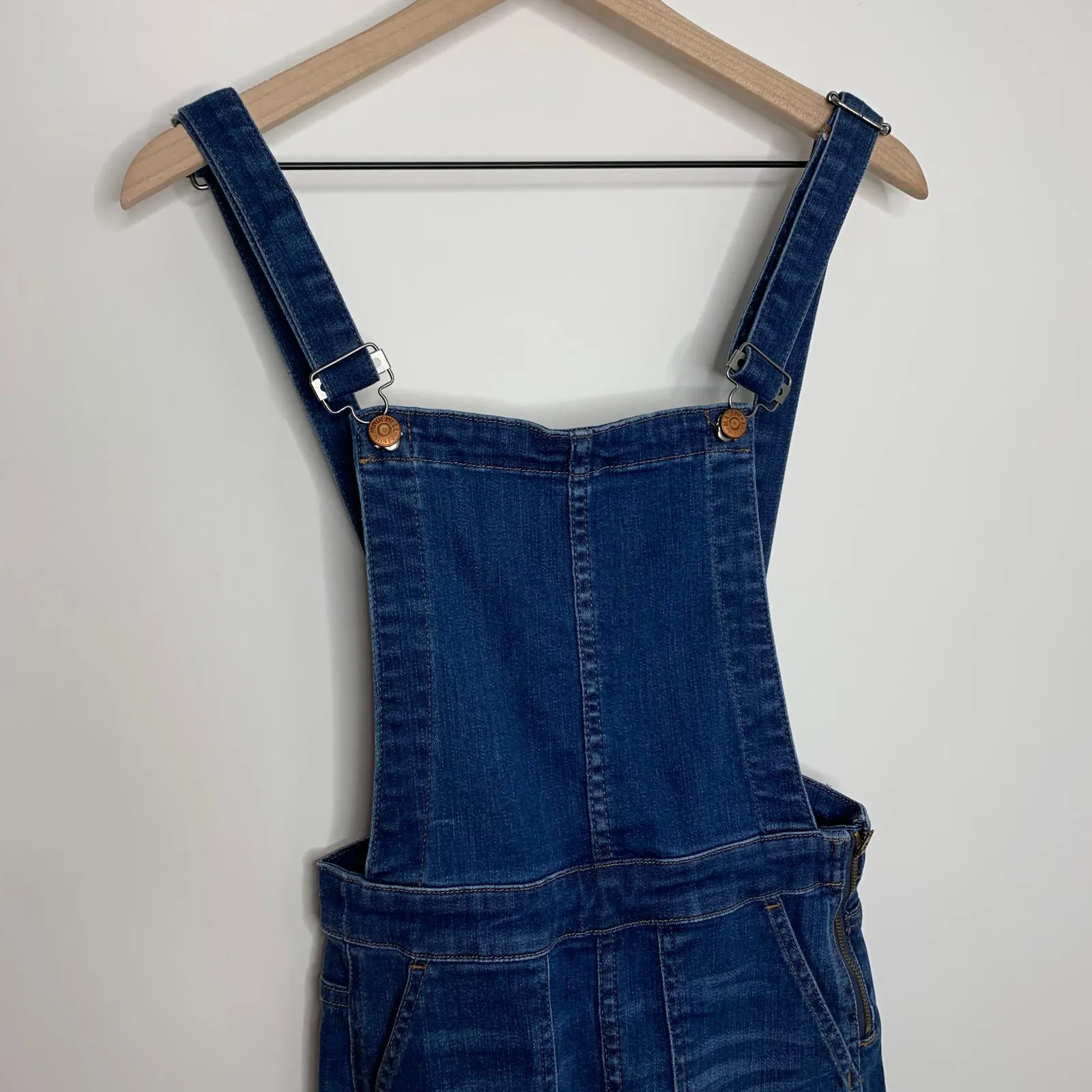 Madewell Skinny Bib Overalls in Santiago Wash Stretch Womens XS - Image 9