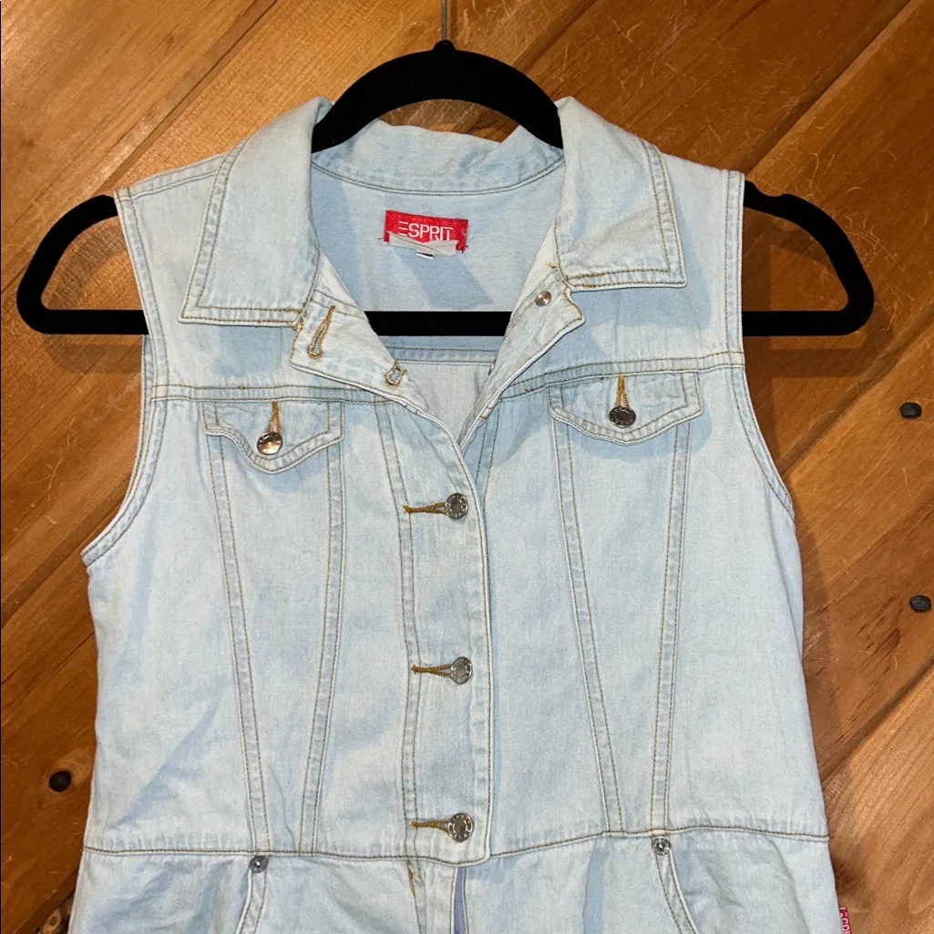 Vintage Y2K espirit denim shorts button up front romper - Image 3
