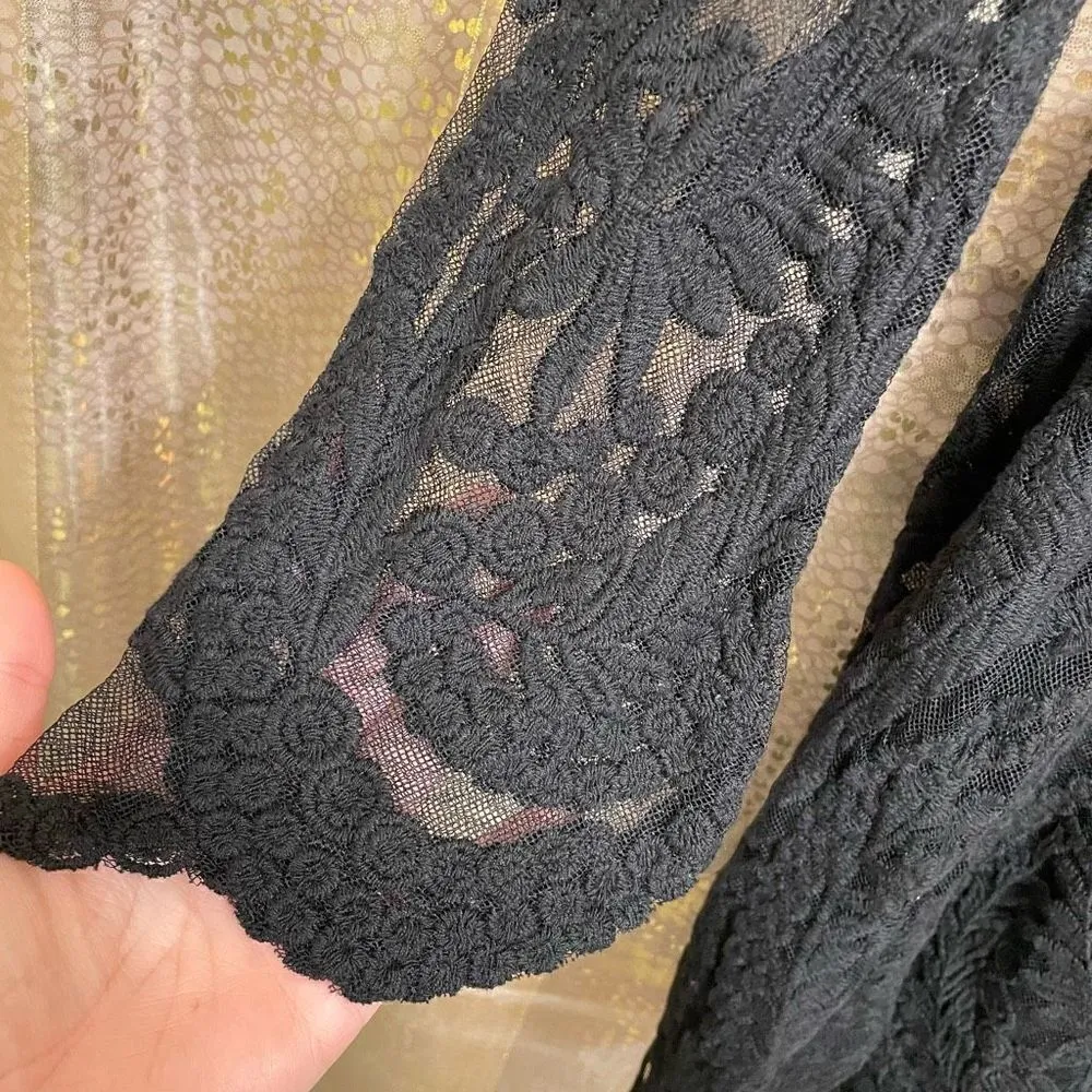 XOXO Women’s Small Black Lace 50 Shades of Pink Mini Dress Long Sleeves NWT - Image 3