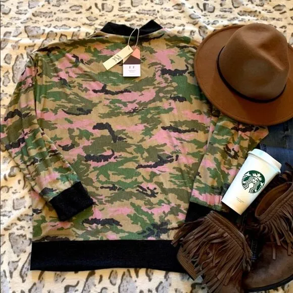 Soft Lightweight Camo Bomber Jacket‎ Green Size M - Image 12