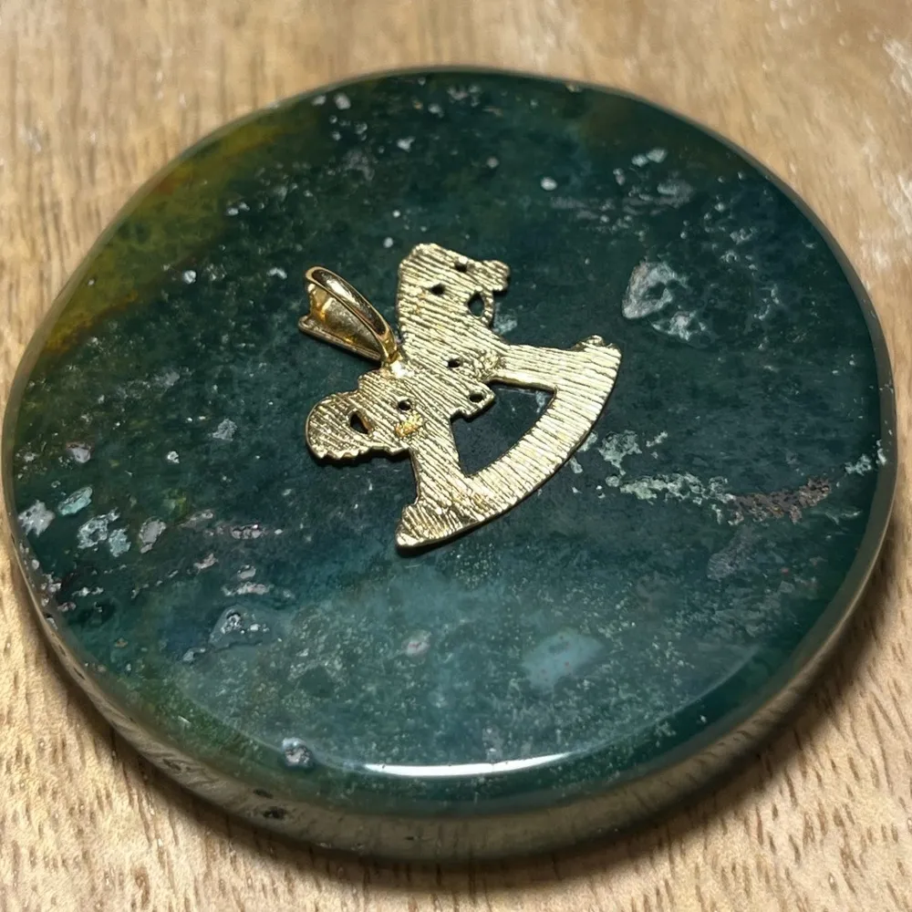 14K Solid Yellow Gold Small Toy Rocking Horse Charm Pendant - Image 10