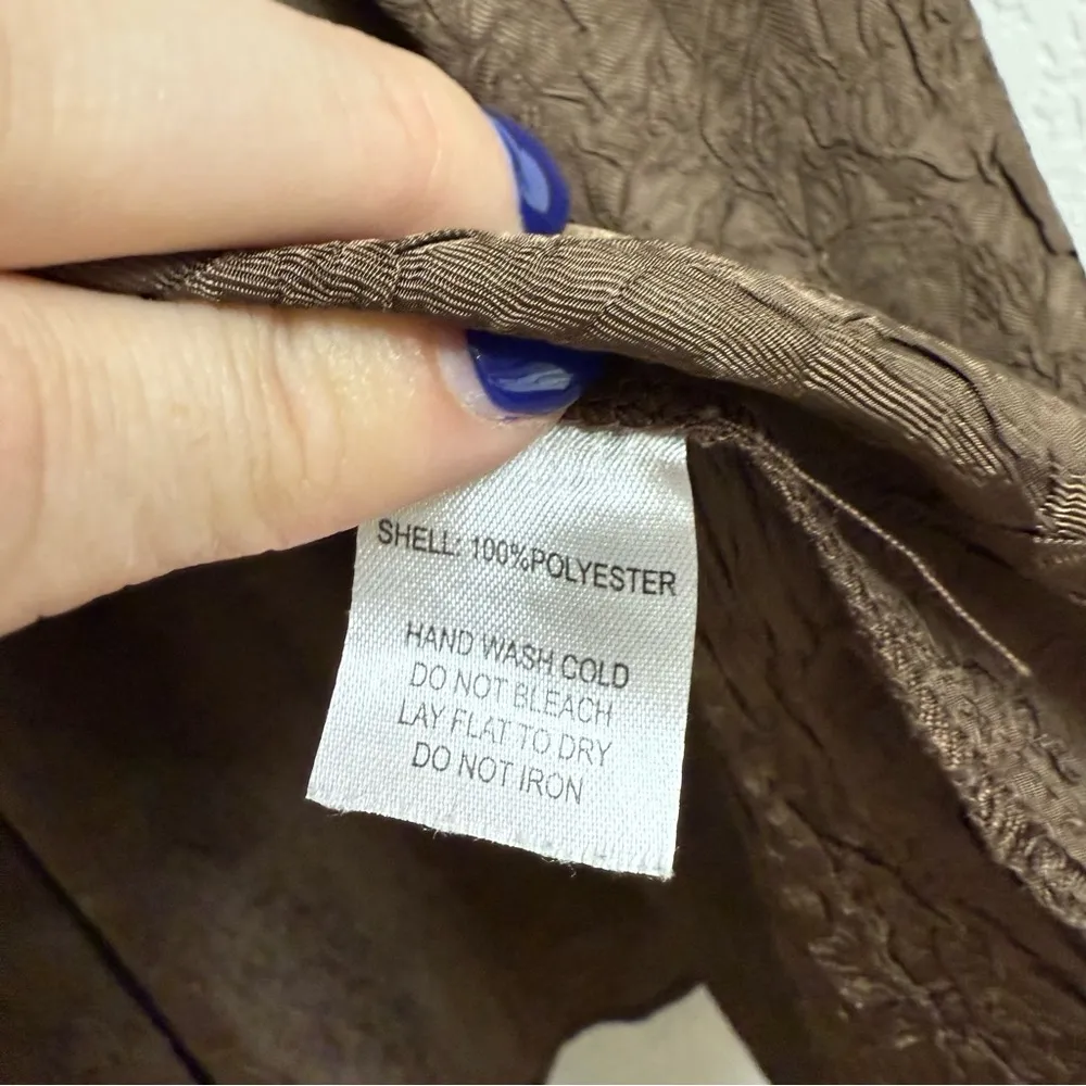 HOUSE OF HARLOW 1960 Crinkle Dark Brown Long Sleeve Drop Shoulder Shirt Size M Size M - Image 4