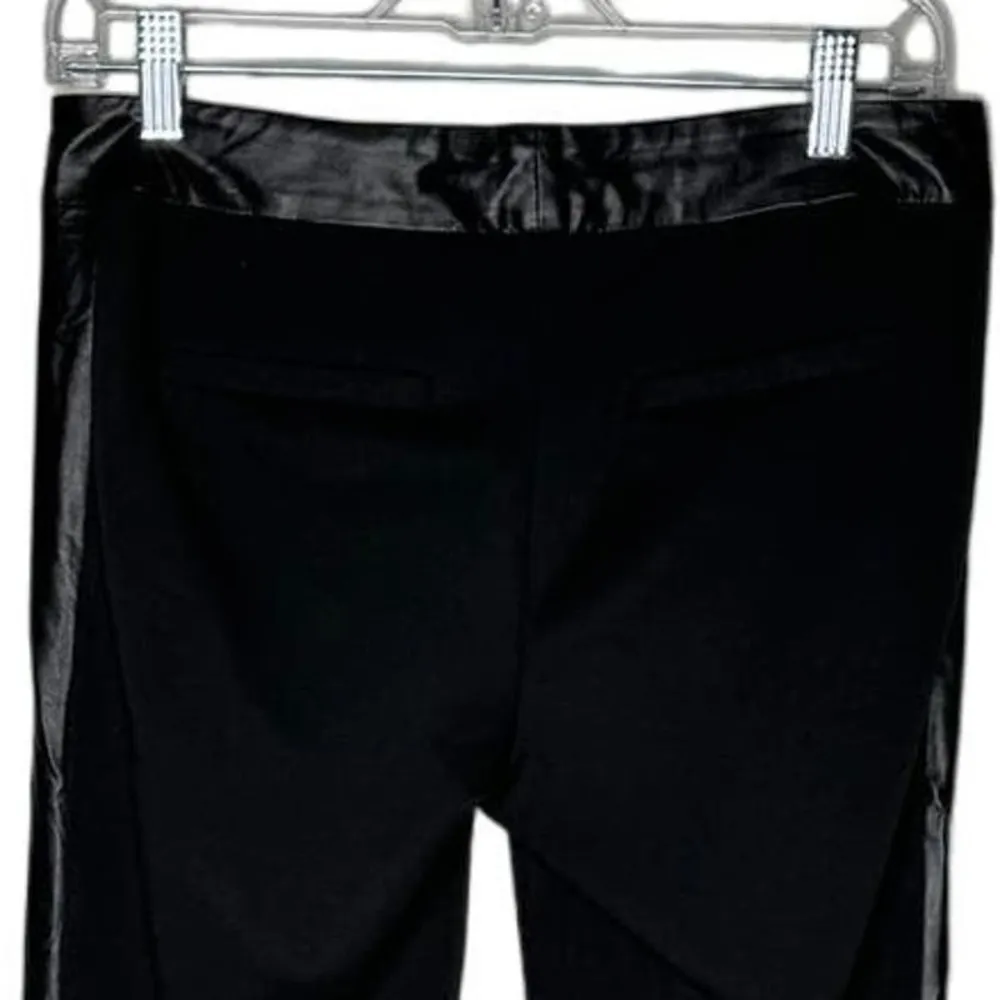 Laundry by Shelli Segal Pants Womens 6 Black Vegan Leather Tuxedo Stripe Neutral - Image 4