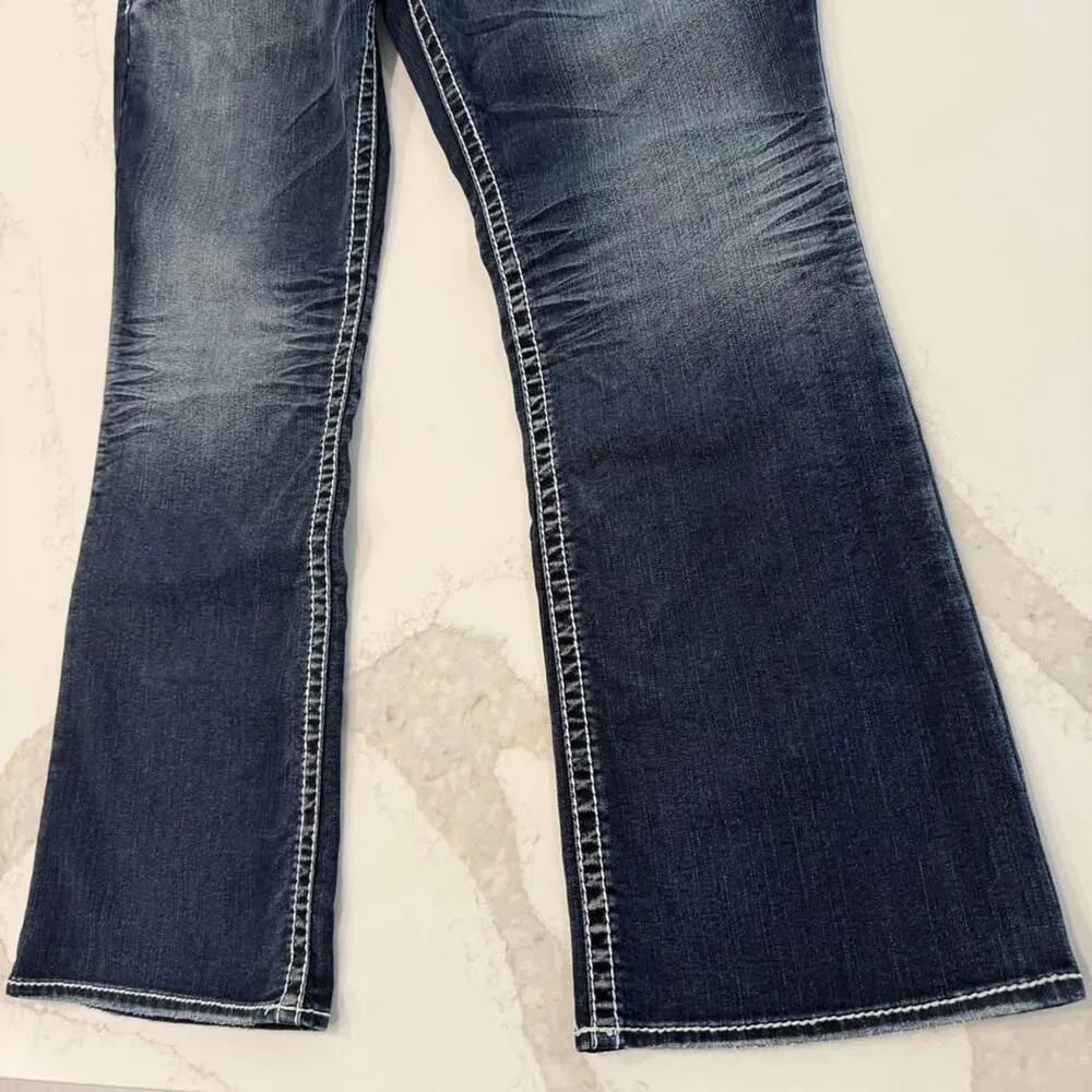 Silver Jeans NWT Aiko Bootcut Denim Women's W20xL31 Dark Blue Wash Mid Rise Edgy - Image 2