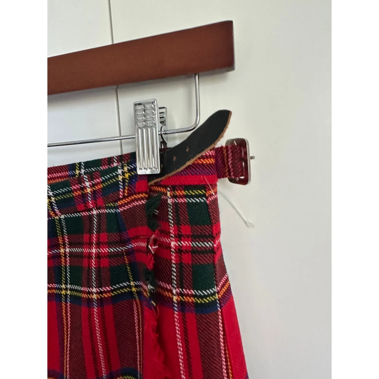 Vintage Tartan Plaid Wool Blend Wrap Skirt Size W26 School Girl Academia Fall Red - Image 3
