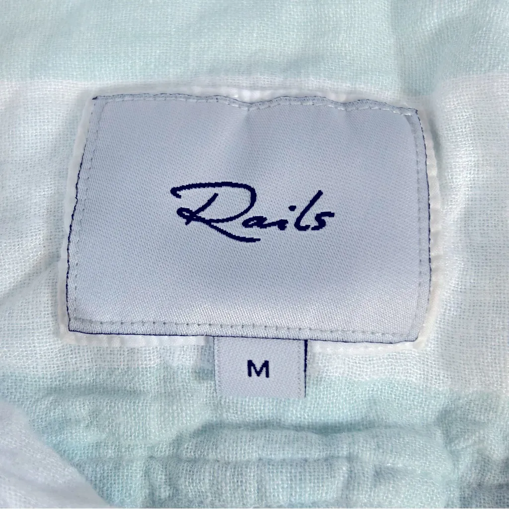 Rails Charli Moss Stripe Button Down Linen Blend Top Size M - Image 7