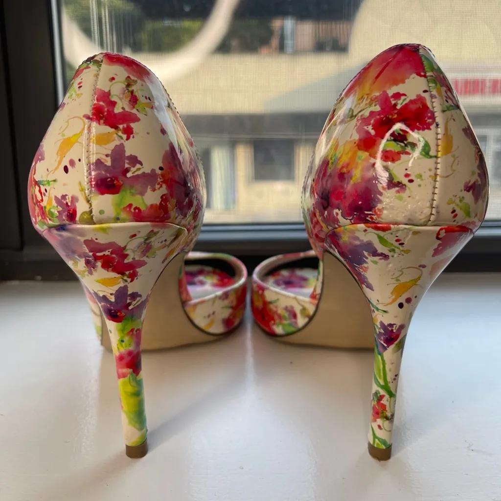 Elle Vibrant Floral Dorsay Peep-Toe Heels - Image 6