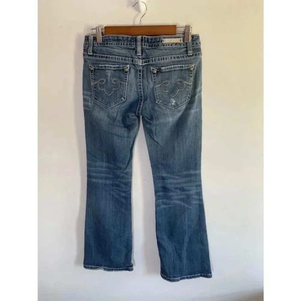 Vintage Y2K Rerock for Express Boot Cut Jeans Size 4 Short EUC!‎ 0231 Blue - Image 3