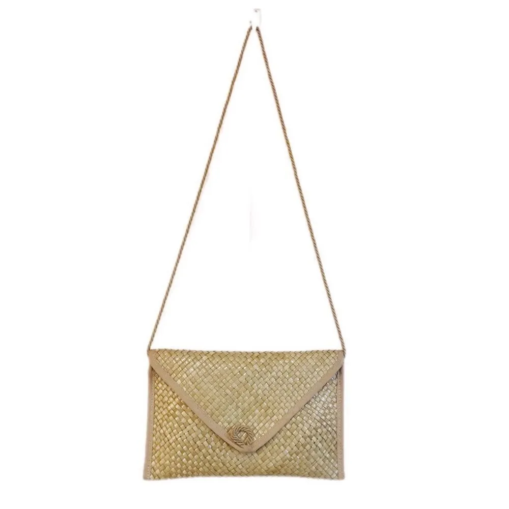 VINTAGE Liz Clairborne Woven Straw Envelope Shoulder‎ Bag Purse Tan Beige Summer - Image 3